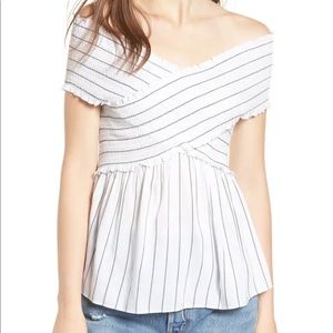 Nordstrom SOPRANO Stripe Off the Shoulder Top